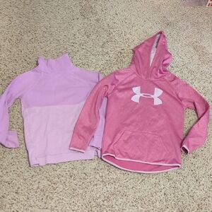 Under Armour Kids Mauve/Pink Hoodie and Lavender Mock Neck Sweatshirts, Size YL